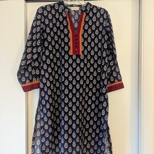 Navy/Red/Orange Indian Kurta Tunic
